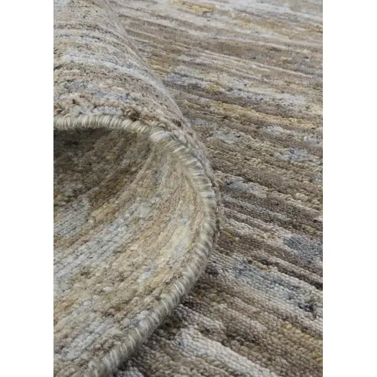 8' Brown And Gray Wool Abstract Hand Knotted Runner Rug Photo 5