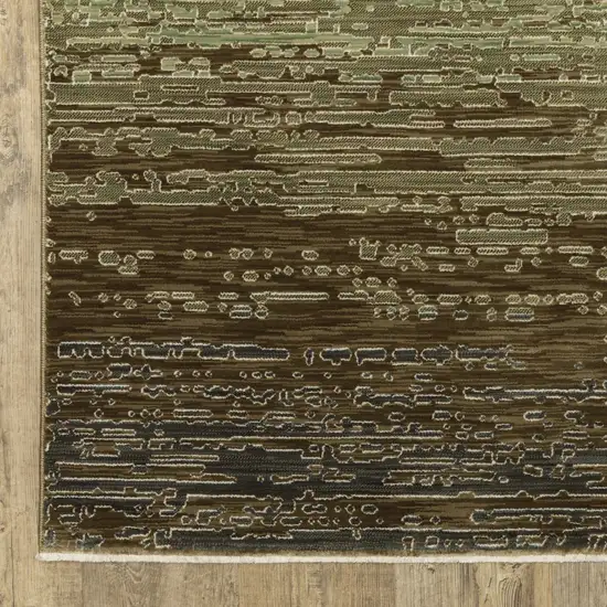 8' Brown And Green Abstract Runner Rug Photo 6