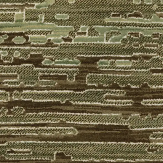 8' Brown And Green Abstract Runner Rug Photo 5