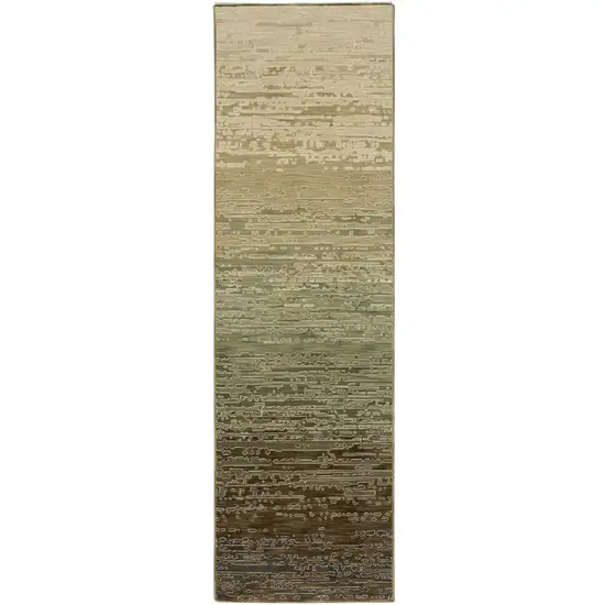 8' Brown And Green Abstract Runner Rug Photo 2