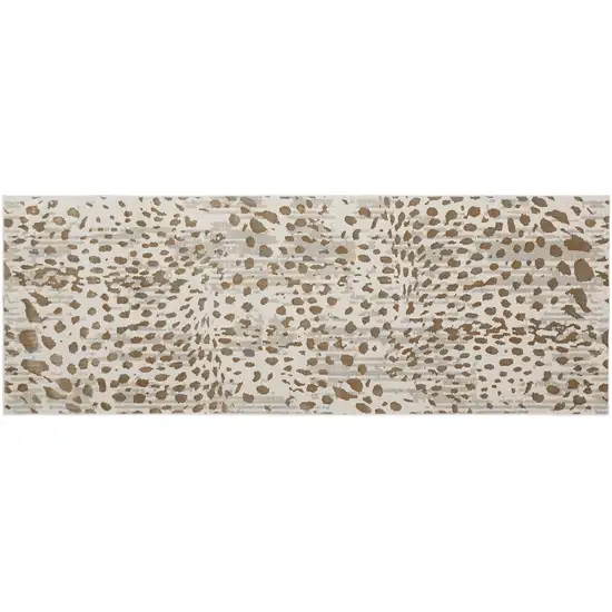 8' Brown And Ivory Abstract Stain Resistant Runner Rug Photo 1