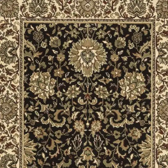 8' Brown And Ivory Oriental Runner Rug Photo 5