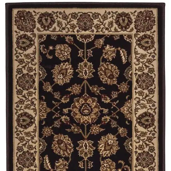 8' Brown And Ivory Oriental Runner Rug Photo 5