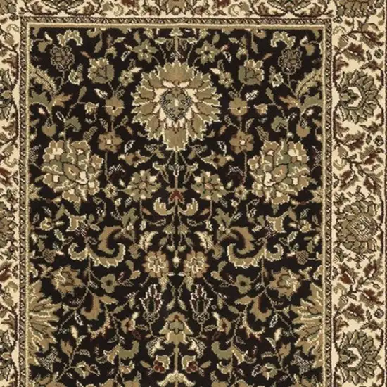 9' Brown And Ivory Oriental Runner Rug Photo 4