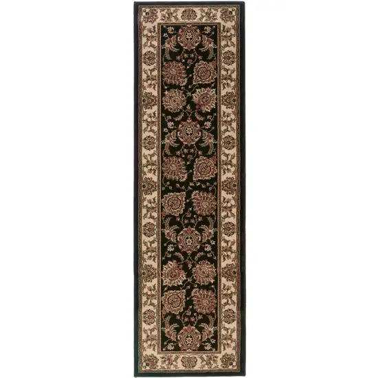 9' Brown And Ivory Oriental Runner Rug Photo 2