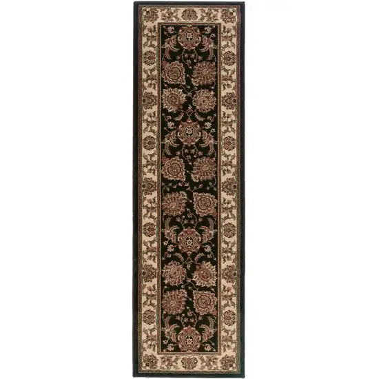 9' Brown And Ivory Oriental Runner Rug Photo 4