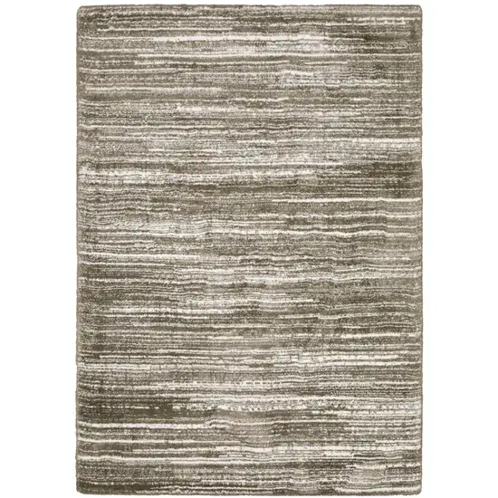 8' Brown And Ivory Striped Runner Rug Photo 2