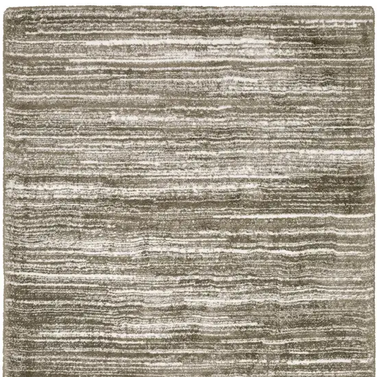 8' Brown And Ivory Striped Runner Rug Photo 7