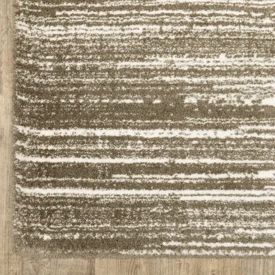 8' Brown And Ivory Striped Runner Rug Photo 5