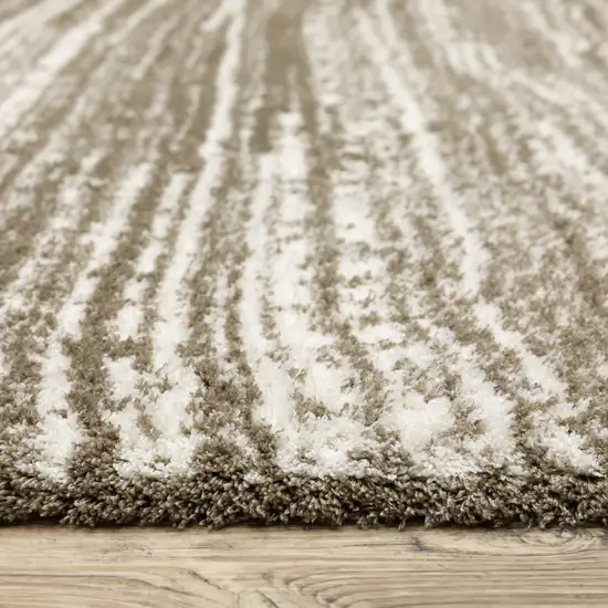 8' Brown And Ivory Striped Runner Rug Photo 8