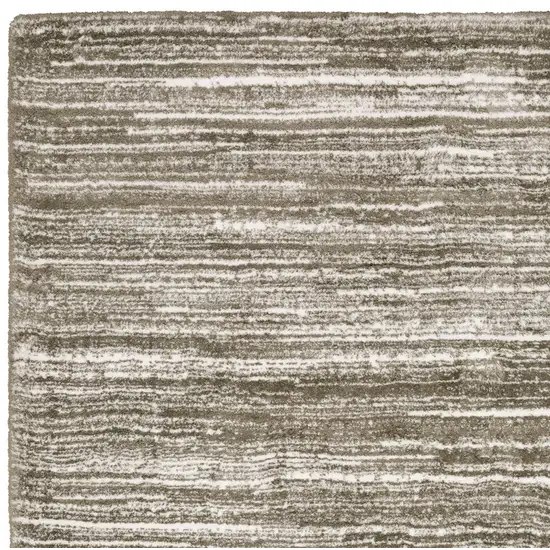 8' Brown And Ivory Striped Runner Rug Photo 6