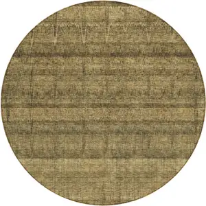 Photo of 8' Brown Beige And Chocolate Round Striped Washable Indoor Outdoor Area Rug