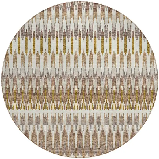 8' Brown Beige And Taupe Round Southwestern Washable Indoor Outdoor Area Rug Photo 6