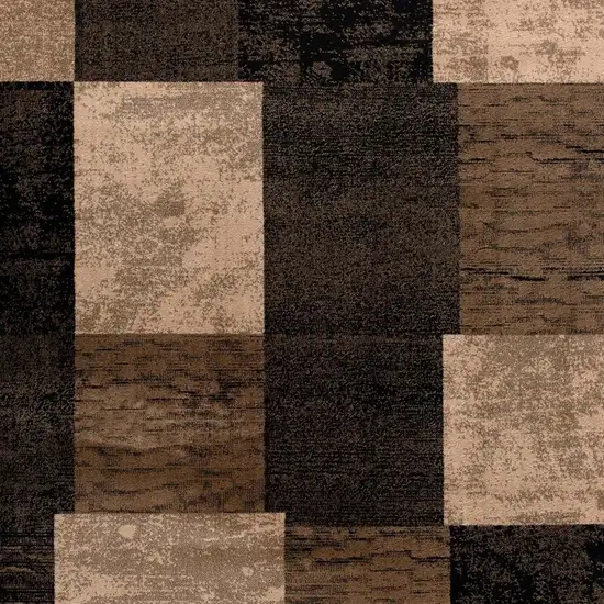 15' Brown Black and Tan Geometric Power Loom Runner Rug Photo 5