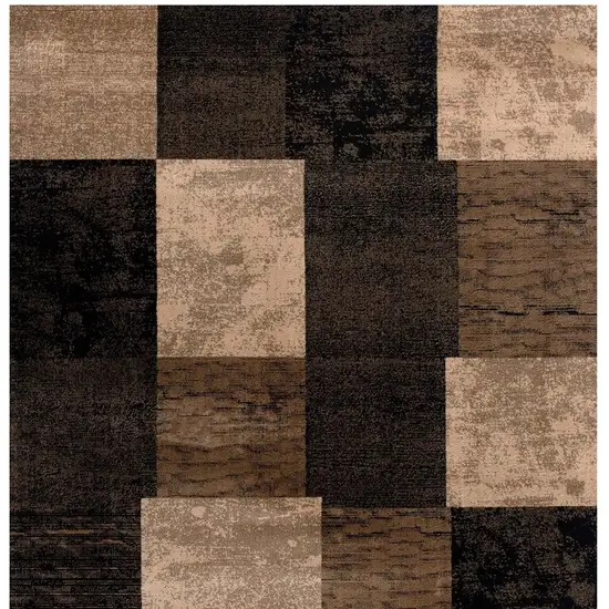 20' Brown Black and Tan Geometric Power Loom Runner Rug Photo 5