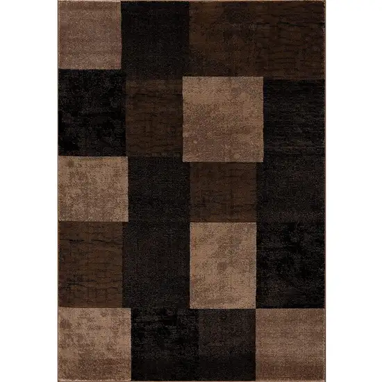 8' Brown Checkered Power Loom Runner Rug Photo 1