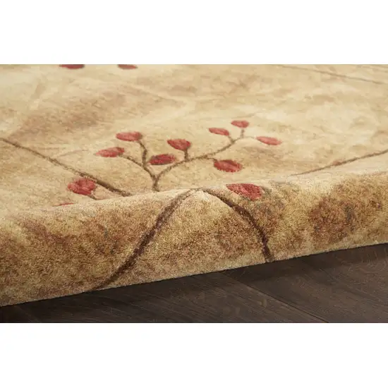 8' Brown Floral Power Loom Runner Rug Photo 5