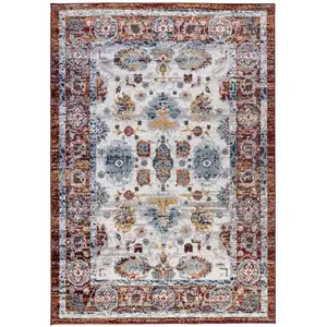 Photo of 10' Brown Floral Power Loom Runner Rug