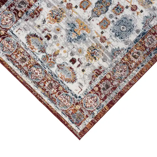 10' Brown Floral Power Loom Runner Rug Photo 2