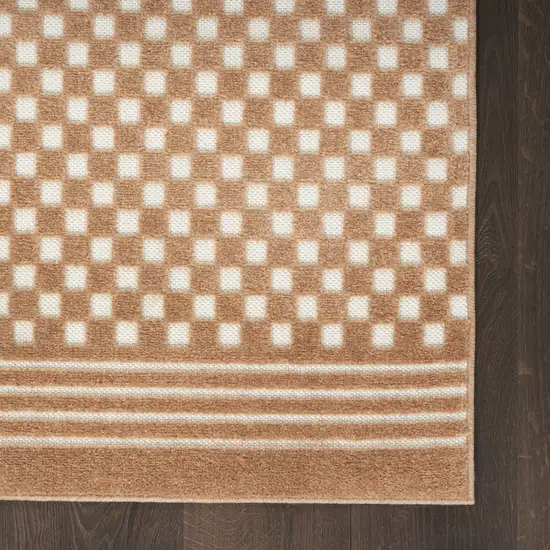 6' Brown Geometric Runner Rug Photo 4