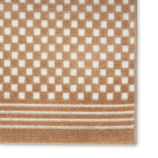 6' Brown Geometric Runner Rug Photo 3