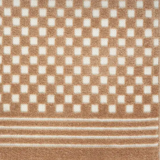 6' Brown Geometric Runner Rug Photo 9