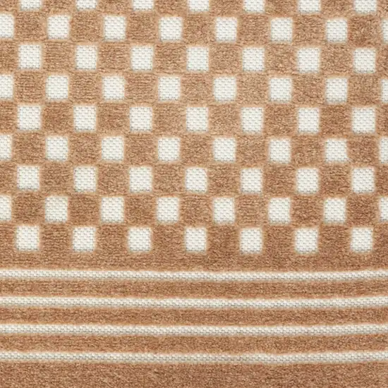 6' Brown Geometric Runner Rug Photo 8