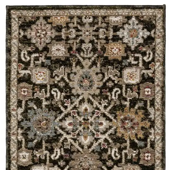 12' Brown Gray And Tan Oriental Runner Rug Photo 9