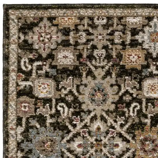 12' Brown Gray And Tan Oriental Runner Rug Photo 8