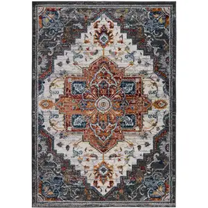 Photo of 10' Brown Medallion Power Loom Runner Rug