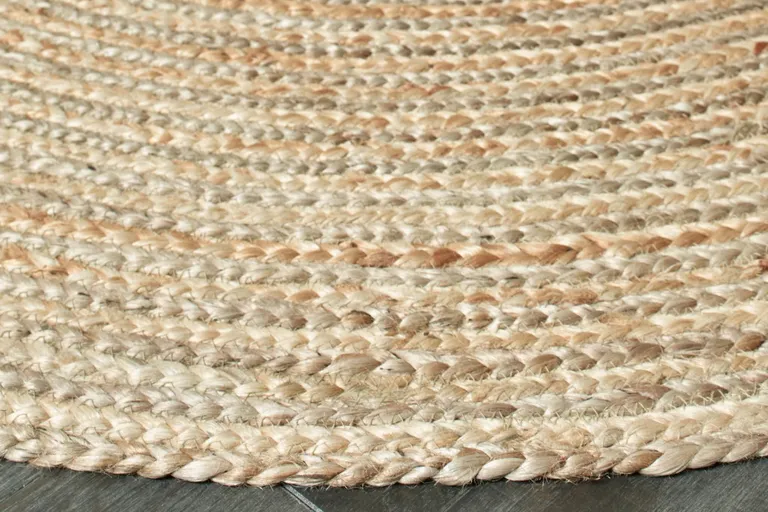 7' Brown Oval Shaped Jute Area Rug Photo 3