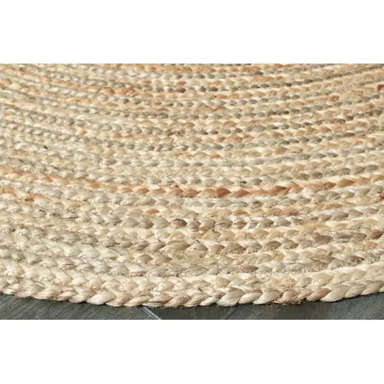 7' Brown Oval Shaped Jute Area Rug Photo 3