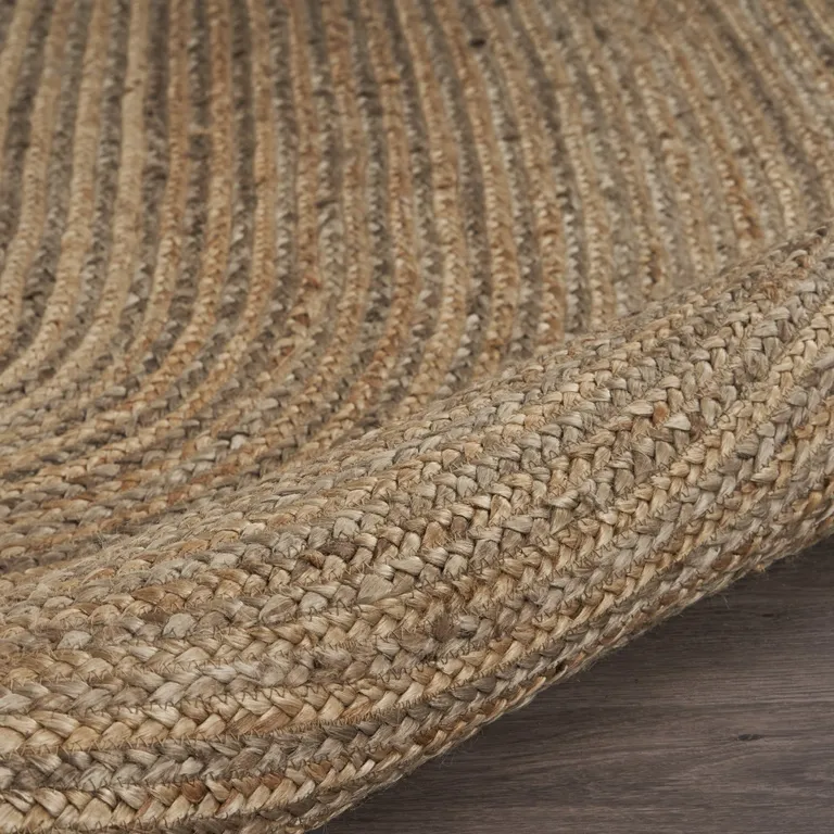 7' Brown Oval Shaped Jute Area Rug Photo 4