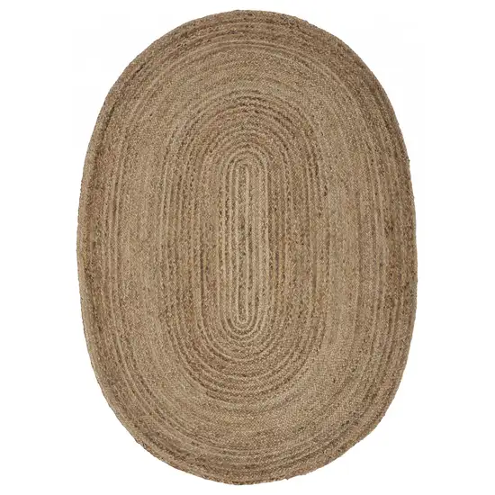 7' Brown Oval Shaped Jute Area Rug Photo 1