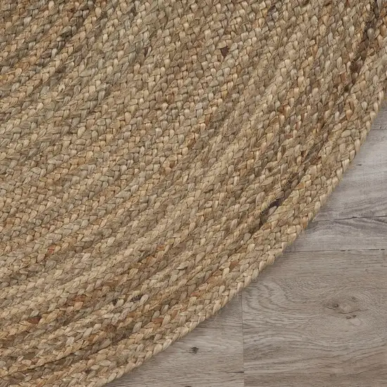 7' Brown Oval Shaped Jute Area Rug Photo 6