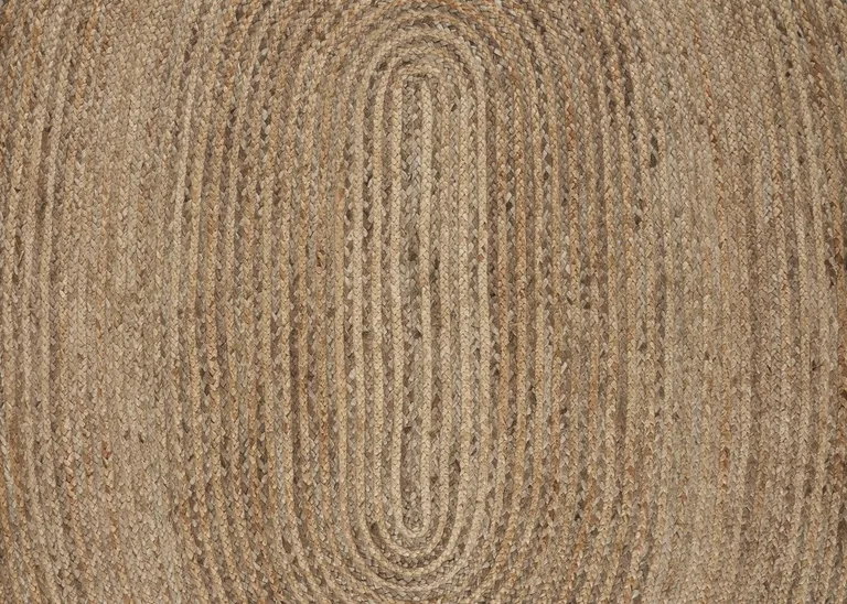 7' Brown Oval Shaped Jute Area Rug Photo 2