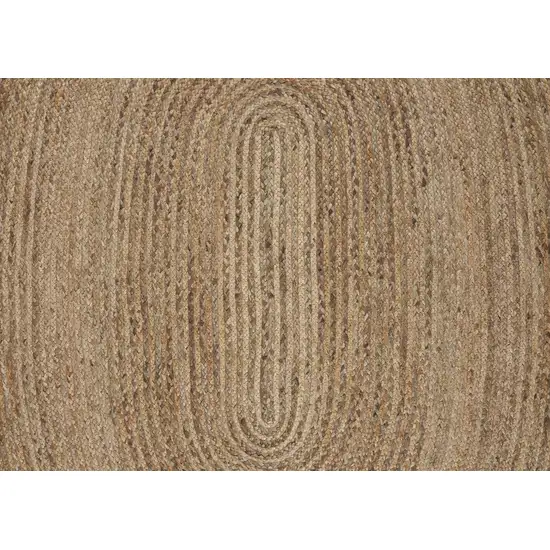 7' Brown Oval Shaped Jute Area Rug Photo 2