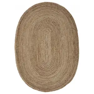 Photo of 9' Brown Oval Shaped Jute Area Rug