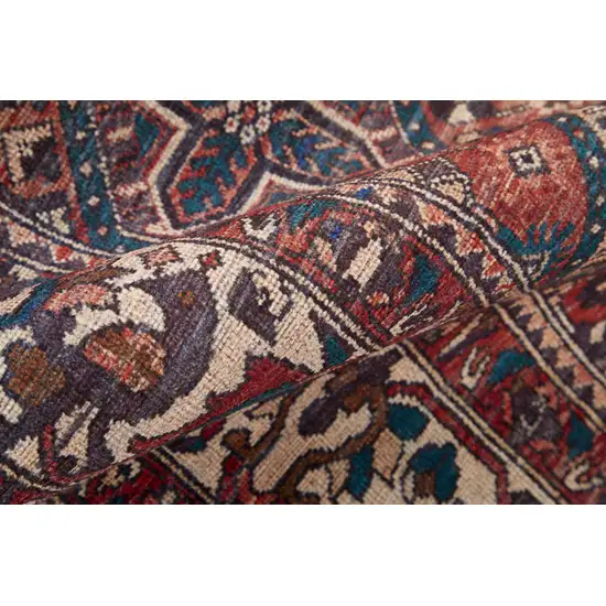 8' Brown Red And Ivory Floral Power Loom Runner Rug Photo 6