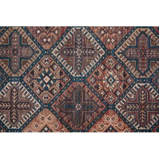 8' Brown Red And Ivory Floral Power Loom Runner Rug Photo 3