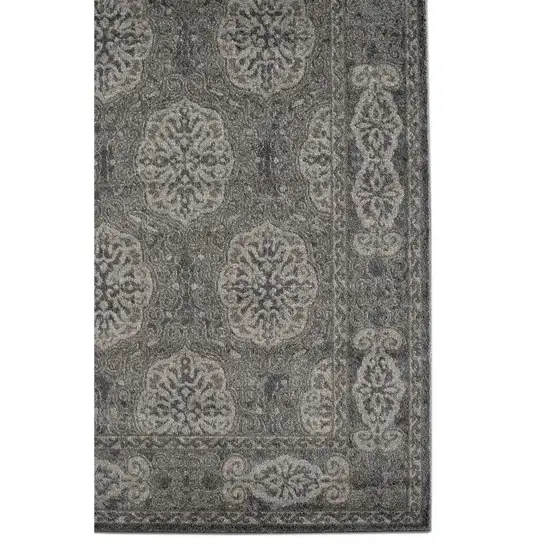 6' Brown Round Medallion Power Loom Area Rug Photo 2