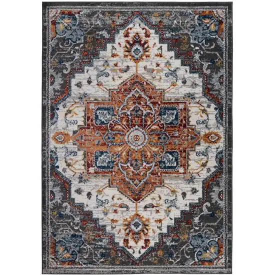 6' Brown Round Medallion Power Loom Area Rug Photo 1