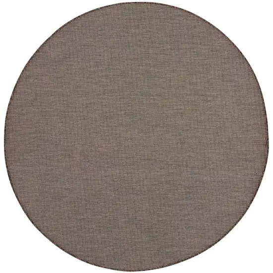 8' Brown Round Power Loom Area Rug Photo 1