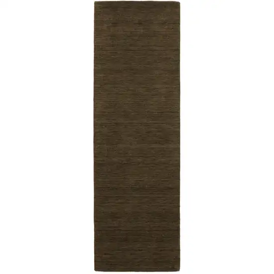 8' Brown Wool Hand Tufted Runner Rug Photo 2