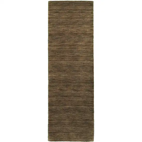 8' Brown Wool Hand Tufted Runner Rug Photo 2