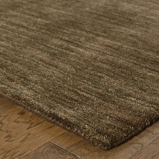 8' Brown Wool Hand Tufted Runner Rug Photo 7