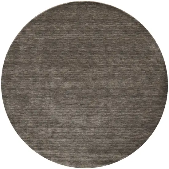 8' Brown Wool Hand Woven Round Rug Photo 2