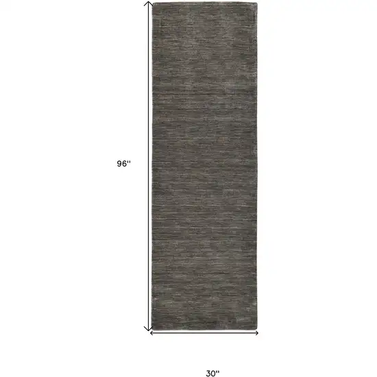 8' Brown Wool Hand Woven Runner Rug Photo 3