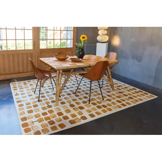 10' Brown and Beige Geometric Non Skid Area Rug Photo 8