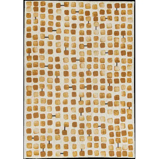 10' Brown and Beige Geometric Non Skid Area Rug Photo 2